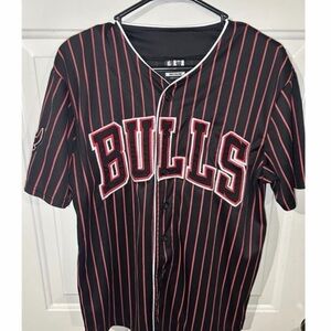 Bulls Black and Red Striped Men's Jersey